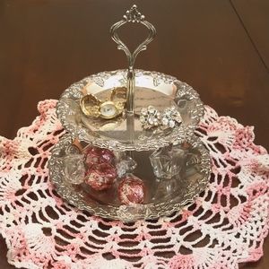 Michael C Fina Silver Tiered Jewelry Tray